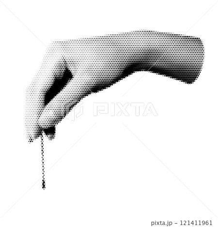 Image of a halftone hand holding something 121411961