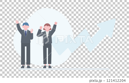 Happy office worker and rising arrow 121412204
