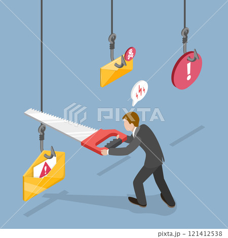 3D Isometric Flat Vector Illustration of Internet Phishing Or Spam, Strategies To Avoid Phishing And Spam Emails 3D Isometric Flat Vector Illustration of Internet Phishing Or Spam, Strategies To Avoid Phishing And Spam Emails 121412538