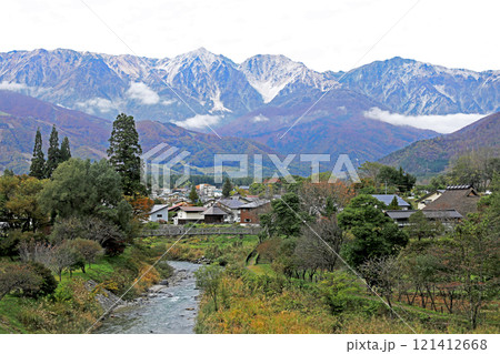 白馬村大出公園からの白馬五竜の山々 121412668