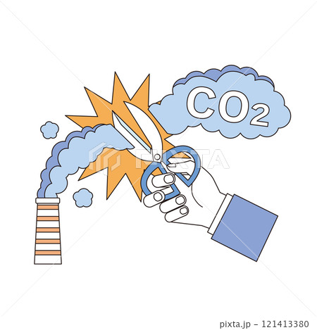 CO2をカットする手 121413380