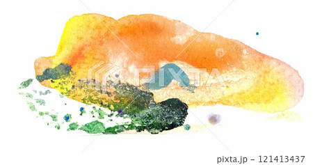 Abstract watercolors create a vivid landscape of blended colors and textures resembling a serene natural scene Abstract watercolors create a vivid landscape of blended colors and textures resembling a serene natural scene 121413437