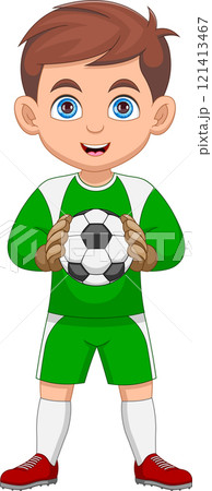a Goalkeeper boy holding the ball 121413467