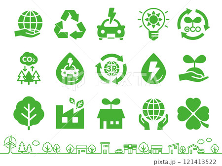 環境やエコに関連したアイコンセット 緑 01 環境やエコに関連したアイコンセット 緑 01 121413522