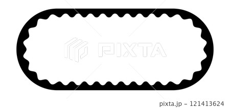 Oval rectangle frame with wavy inner edges. Cute rectangular shape with scalloped inside borders. Empty text box, memo pad, tag or label isolated on white background. Vector graphic illustration Oval rectangle frame with wavy inner edges. Cute rectangular shape with scalloped inside borders. Empty text box, memo pad, tag or label isolated on white background. Vector graphic illustration 121413624