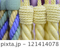 decorative brush pendants for the canopy. colored tassels made of thread for hanging on curtains. items for needlework sewing and embroidery for home comfort and window decoration. High quality photo 121414078