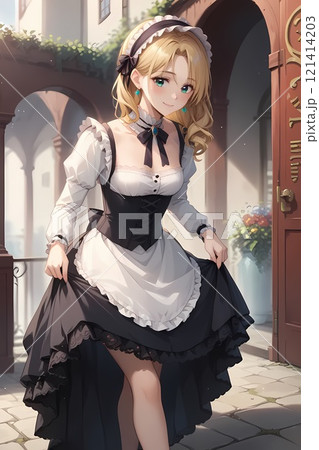 メイド姿の若い女性 メイド姿の若い女性 121414203
