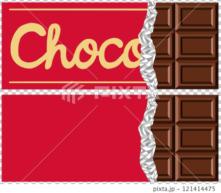 Milk chocolate - illustration of a half-open chocolate bar 121414475