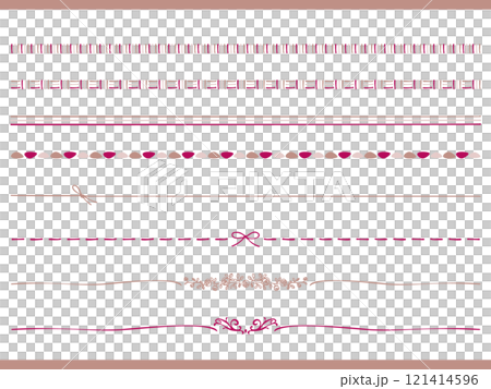 手描きのおしゃれなライン、下線、罫線のイラスト素材セット 121414596