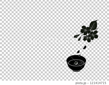 お酒と散る桜の背景シルエットイラスト お酒と散る桜の背景シルエットイラスト 121414715