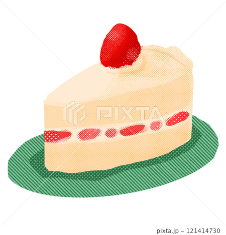 ポップでレトロなイチゴが乗ったショートケーキ 121414730