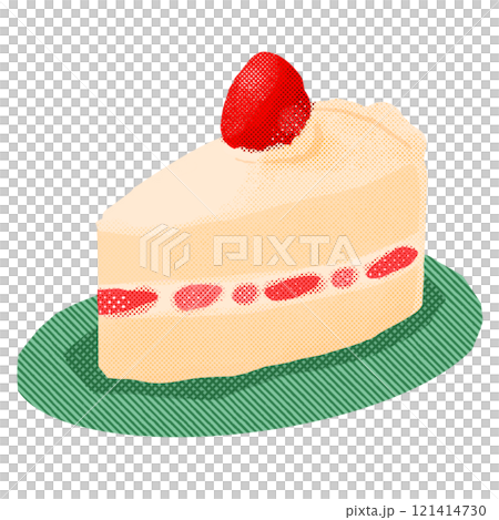ポップでレトロなイチゴが乗ったショートケーキ 121414730