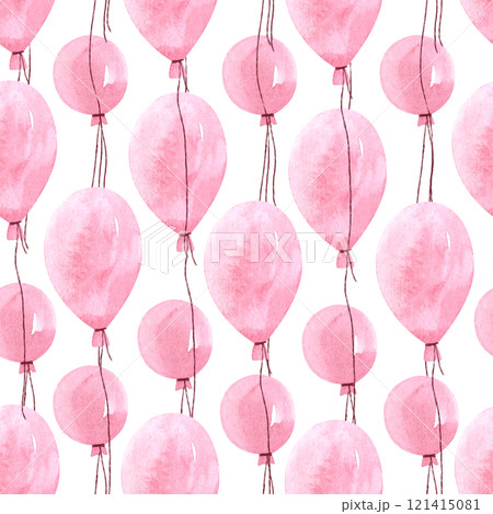 Pink balloon set isolated on white. Watercolor hand-drawn High quality illustration balloons for notebooks, cards, birthday, celebrations guides, stickers, packages, posters and logo design 121415081