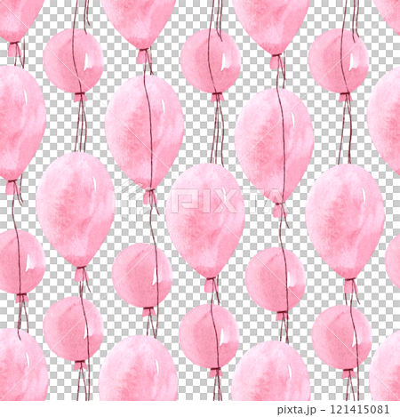 Pink balloon set isolated on white. Watercolor hand-drawn High quality illustration balloons for notebooks, cards, birthday, celebrations guides, stickers, packages, posters and logo design 121415081