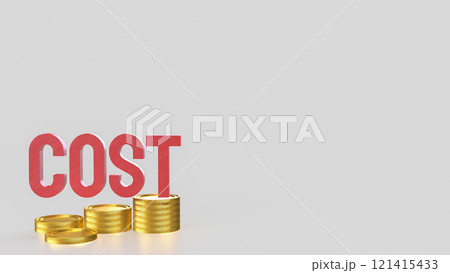 The Red cost text and gold coins for business concept 3d rendering. 121415433