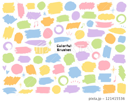 カラフルでポップな手描きペイント風ふきだしセット カラフルでポップな手描きペイント風ふきだしセット 121415536