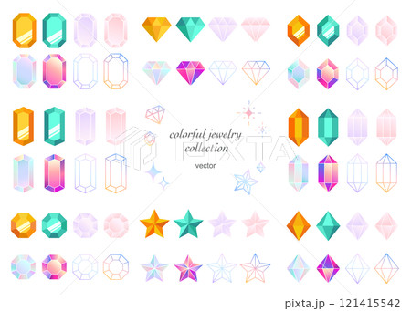 カラフルなキラキラ宝石アイコンセット 121415542