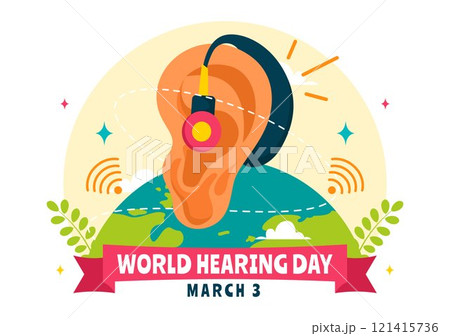 World Hearing Day Vector Illustration on March 3rd, Promoting Awareness About Preventing Deafness for Ear Health Treatments in a Flat Background 121415736