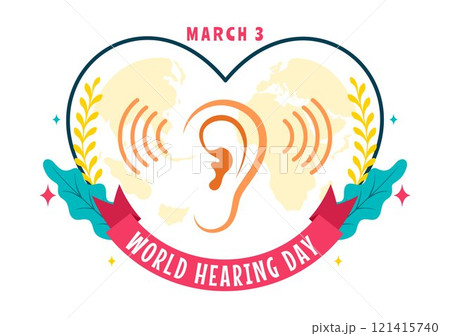 World Hearing Day Vector Illustration on March 3rd, Promoting Awareness About Preventing Deafness for Ear Health Treatments in a Flat Background 121415740