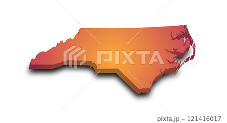 3d Map of North Carolina state with color. United State of America, US, United State 3d Map of North Carolina state with color. United State of America, US, United State 121416017