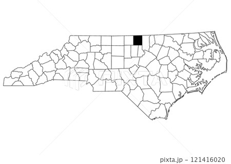 Map of person County in North Carolina state on white background. single County map highlighted by black color on North Carolina map. UNITED STATES, US 121416020