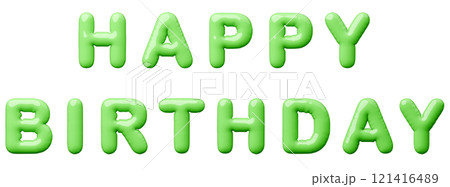 3D画像_風船_HAPPY BIRTHDAY_緑 121416489