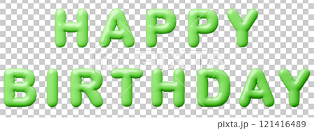 3D画像_風船_HAPPY BIRTHDAY_緑 121416489