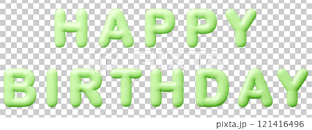 3D圖像_氣球_生日快樂_黃綠色 121416496