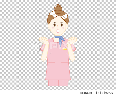 Illustration of a woman serving customers: Beauty advice staff Illustration of a woman serving customers: Beauty advice staff 121416805