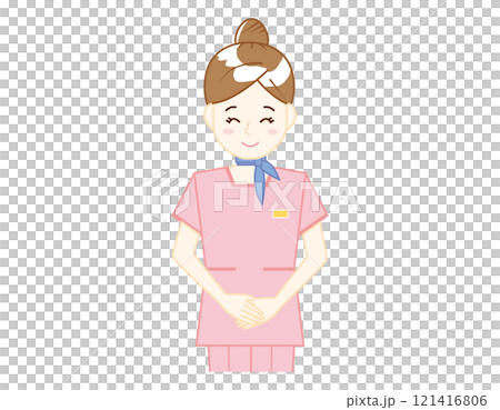 Illustration of a woman serving customers: Beauty advice staff Illustration of a woman serving customers: Beauty advice staff 121416806
