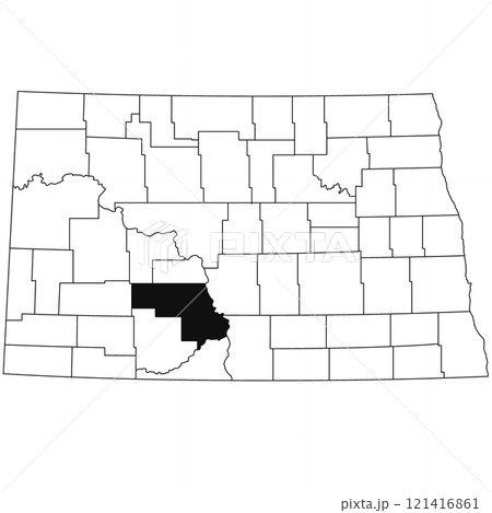 Map of Morton County in North Dakota state on white background. single County map highlighted by black colour on North Dakota map . 121416861