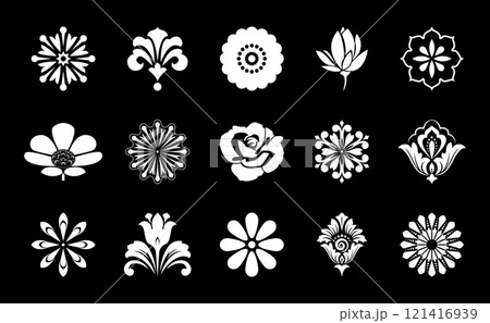 Flower icons set. Isolated elements for design. Vector graphics. 121416939