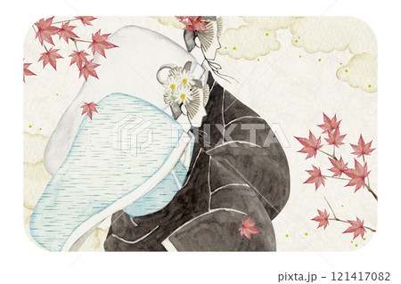 源氏物語 紫式部 7帖 紅葉賀 水彩 イラスト 源氏物語 紫式部 7帖 紅葉賀 水彩 イラスト 121417082