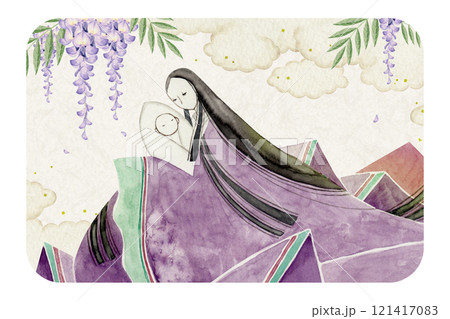 源氏物語 紫式部 7帖 紅葉賀 水彩 イラスト 源氏物語 紫式部 7帖 紅葉賀 水彩 イラスト 121417083