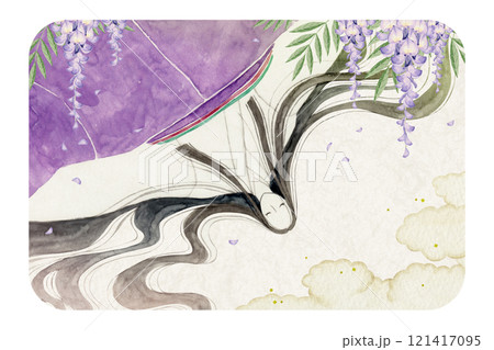 源氏物語 紫式部 19帖 薄雲 水彩 イラスト 源氏物語 紫式部 19帖 薄雲 水彩 イラスト 121417095