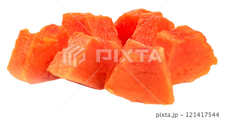 Ripe papaya slice isolated on white background Ripe papaya slice isolated on white background 121417544