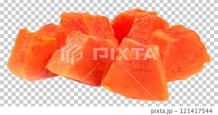 Ripe papaya slice isolated on white background Ripe papaya slice isolated on white background 121417544