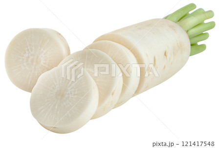 sliced Radish isolated 121417548