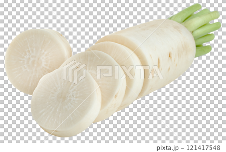sliced Radish isolated 121417548