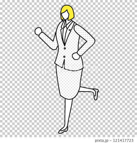 アイソメトリック_スーツ姿で走っている女性のイラスト 121417723