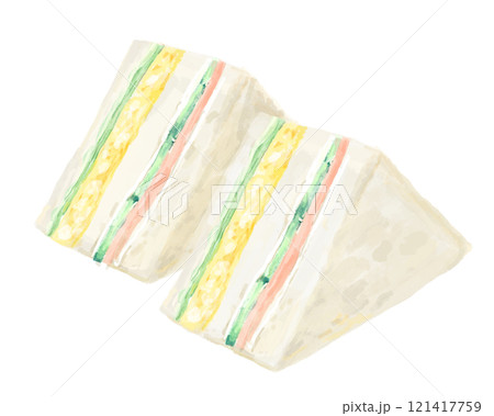 レトロなミックスサンドのイラスト(たまごサラダ・ハム) 121417759