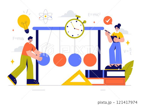 Physics Learning Vector Illustration featuring Students Exploring Electricity, Magnetism, Light Waves and Forces of Science and Technology Exploration Physics Learning Vector Illustration featuring Students Exploring Electricity, Magnetism, Light Waves and Forces of Science and Technology Exploration 121417974