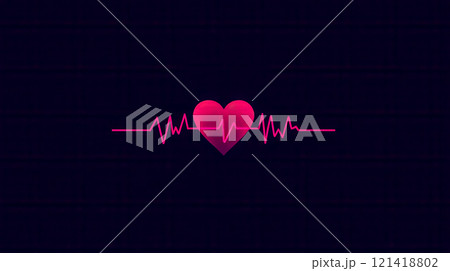 Heartbeat line showing vital signs on ekg monitor with heart symbol 121418802