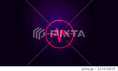 Red heartbeat line showing vital signs on dark background 121418814