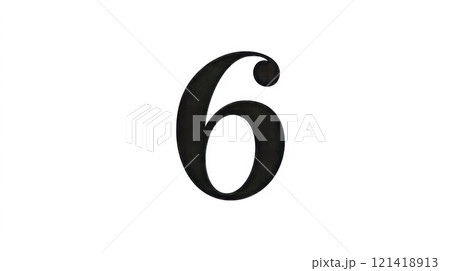 Large black number six on white background 121418913