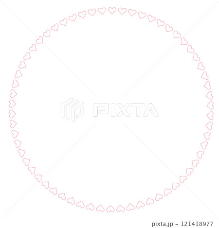 ピンクのハートラインの円フレーム 121418977