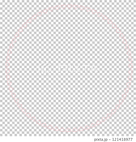 ピンクのハートラインの円フレーム 121418977