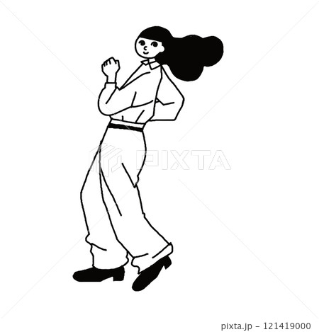 オシャレな女性のベクター線画 オシャレな女性のベクター線画 121419000