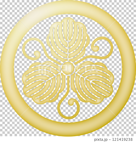 家紋 丸に片手蔓柏【金色】 家紋 丸に片手蔓柏【金色】 121419238