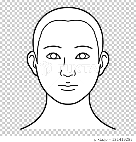 顔　生え際　正面　白黒 121419285